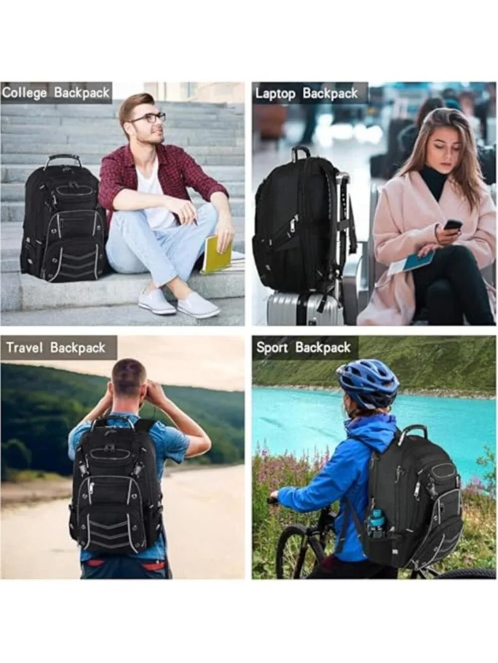 60L Extra Large Laptop Backpack TSA RFID Travel Gaming Fits 19 Inch Grey